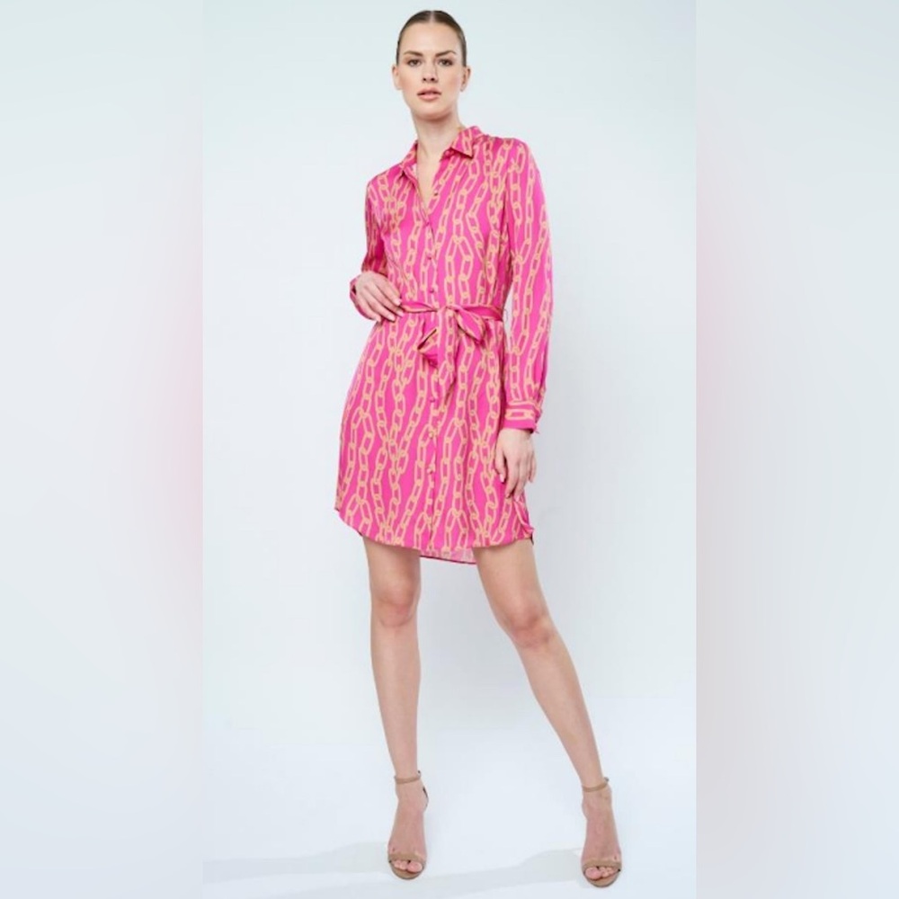 Flora Bea NYC Natalie Silk-Blend Shirtdress size L